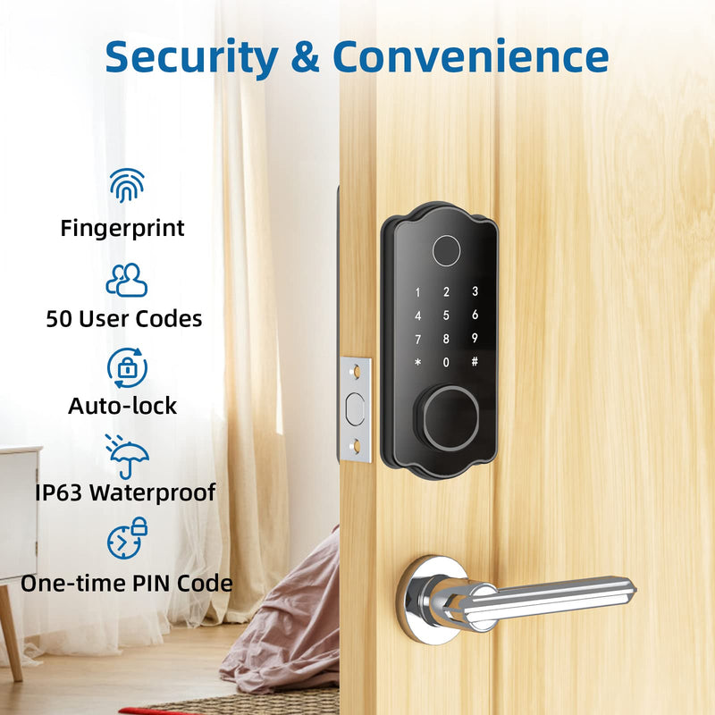 WHIZMAX Keyless Entry Door Lock 5 in 1 Smart Lock Fingerprint Deadbolt