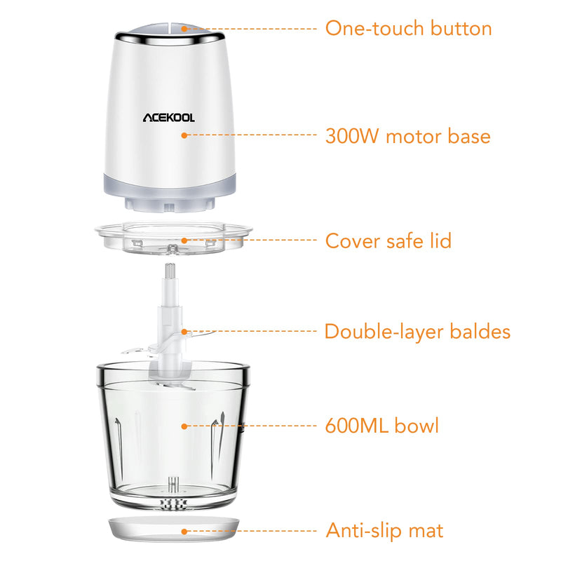 WHIZMAX Blender BC7 600mL Mini Food Processor for Vegetables Meat Fruits