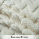 GAOMON Sherpa Fleece Soft Plush Jacquard Fluffy Throw Blanket Creamy White 50" x 60"