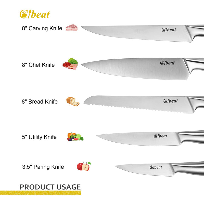 WHIZMAX 17 Pcs Professional High Carbon Stainless Steel Chef Kitchen Knife Set