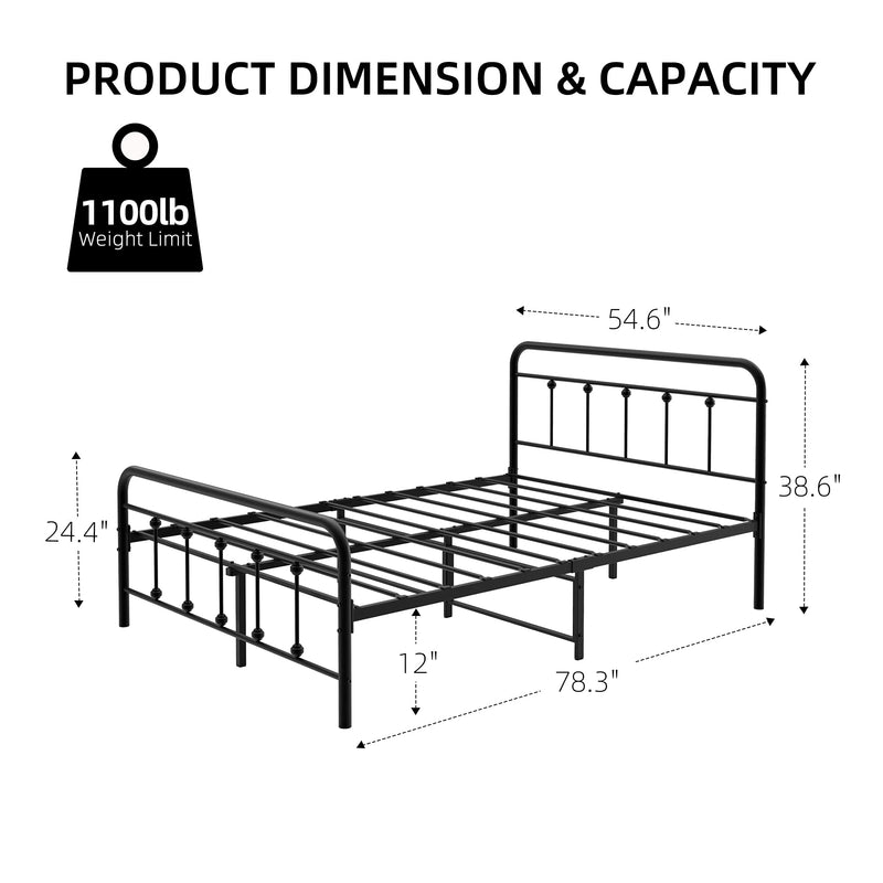 WHIZMAX Full Size Metal Bed Frame with Victorian Headboard