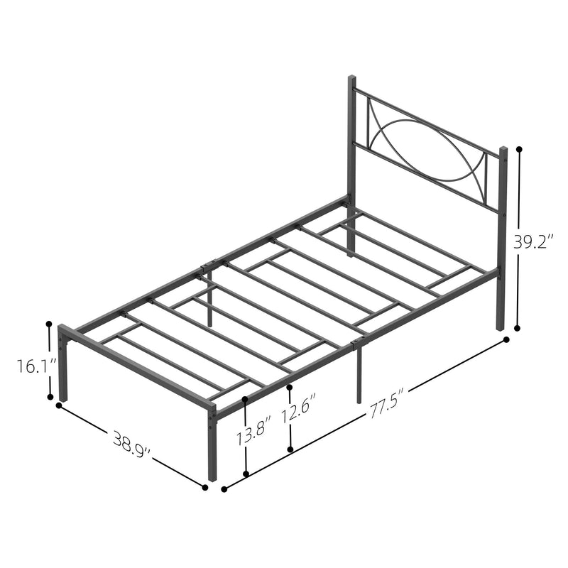 WHIZMAX Metal Platform Bed Frame with Sturdy Steel Bed Slats - Twin Size
