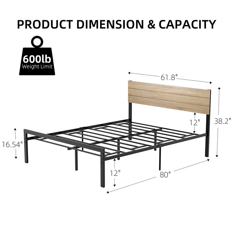 WHIZMAX Queen Size Bed Frame with Wood Headboard