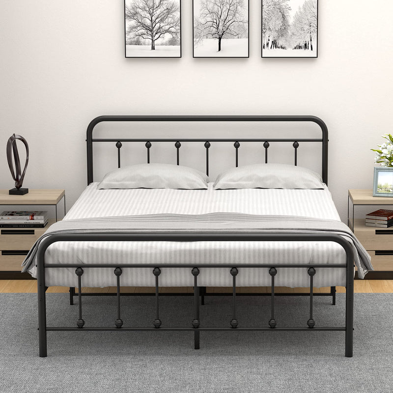 WHIZMAX Queen Size Metal Bed Frame with Victorian Headboard