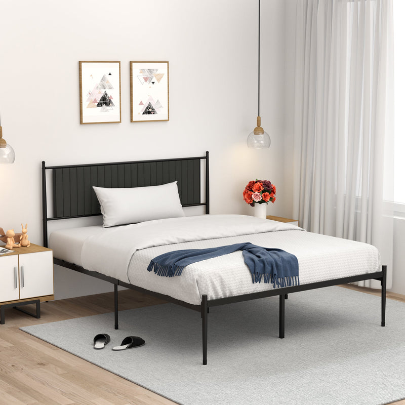 WHIZMAX Queen Size Metal Platform Bed Frame with Upholstered Headboard