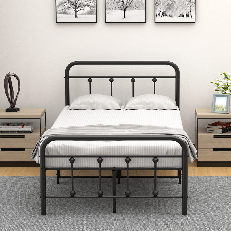WHIZMAX Twin Size Metal Bed Frame with Victorian Headboard