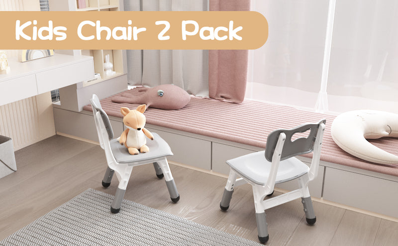 GAOMON Kids Chair, 3 Level Height Adjustable Kid Chair, Plastic Toddler Chairs for Children Boys Girls Age 2-6, Suitable for Home Family Classroom Nursery Indoor Use (2 Pack, Grey), UPC: 198290607532