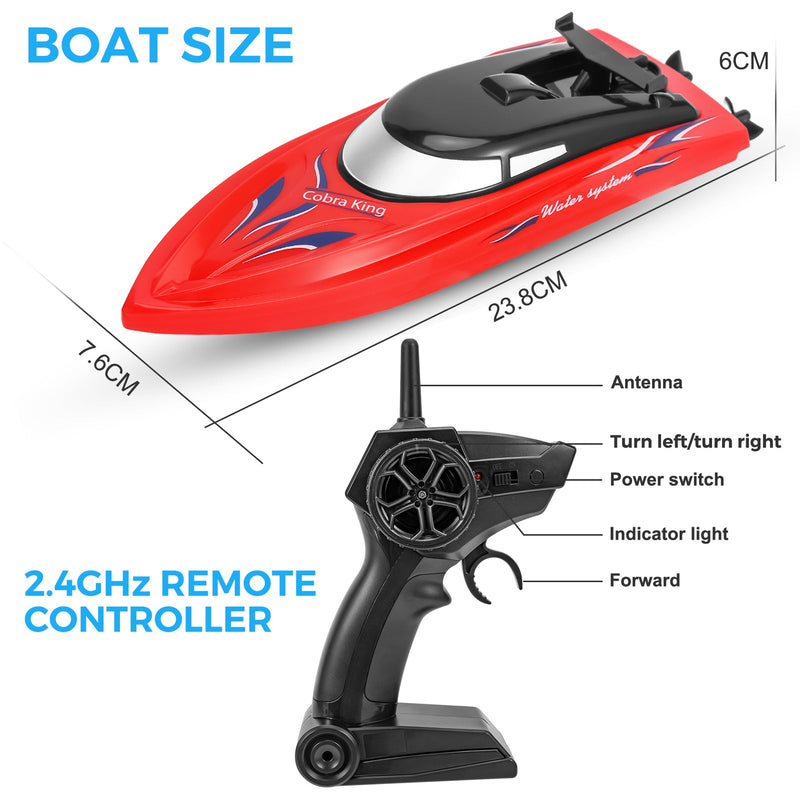 WHIZMAX 2PACK 10km/H 2.4G High Speed Remote Control Boats (Blue+Red)