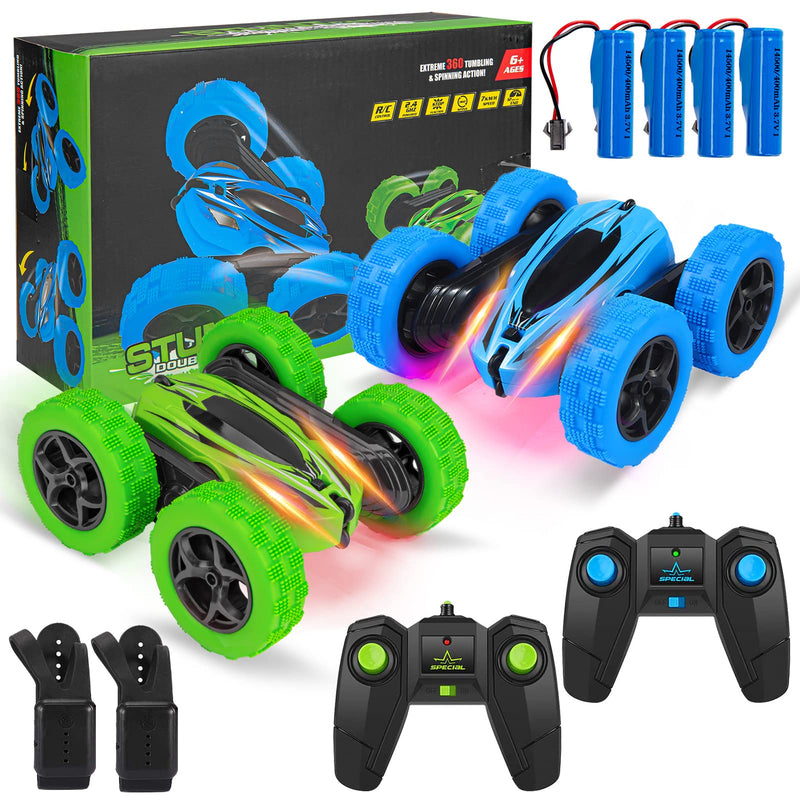 WHIZMAX 2Pack RC Stunt Car Watch Gesture Sensor Car Blue+Green