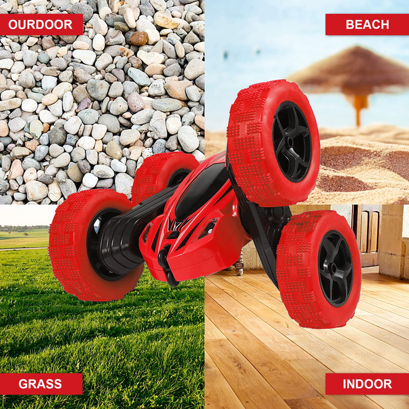 WHIZMAX Remote Control Car 1165A RC Stunt Car Toy Double Sided 360 Rotating Vehicle Red