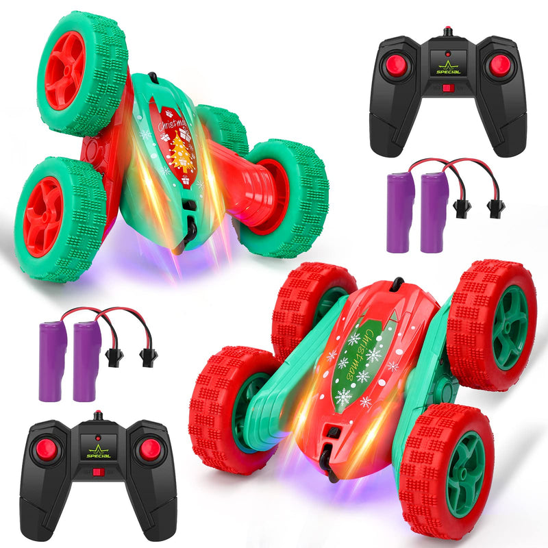 WHIZMAX 2Pack RC Stunt Car High Speed Remote Control Car for Xmas Green+Red