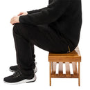 GAOMON Small Bamboo Seat Stool for Kids Foot Rest Shaving Stool 41x28x26cm