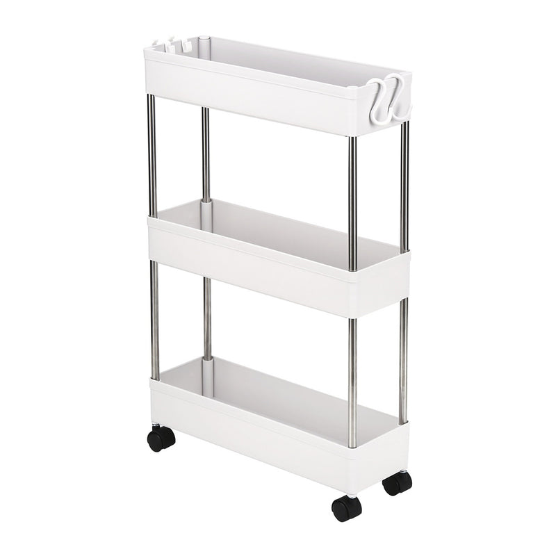 RONSHIN 3-layer Storage Cart Ultra Thin Mobile Multi-function Slim White