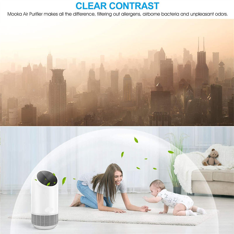 MOOKA Hepa Air Purifier Low Noise 3 Timer Settings 360 Degree Deep Purification