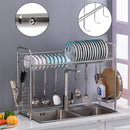 GAOMON Single Layer Bowl Rack Shelf Dish Drainer Kitchen Organizer Silver