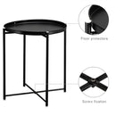 GAOMON Round Table Living Room Sofa Bed Side Table Black