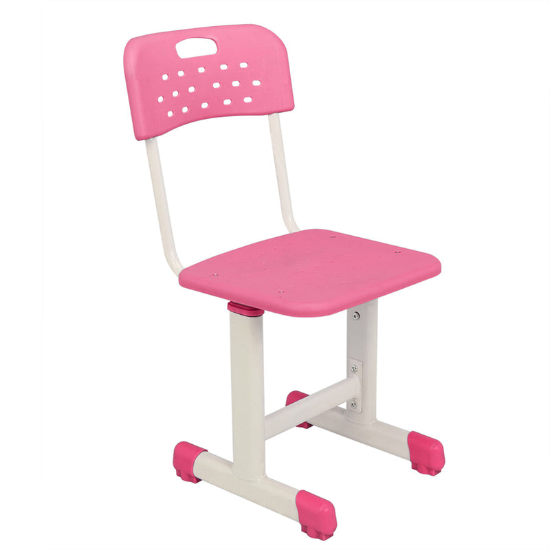 AMYOVE Student Table Chair Set Adjustable White Paint Wood Grain Surface Plastic Pink