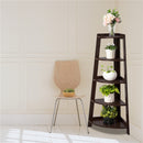 GAOMON 5-layer Fan-shaped Corner Shelf Household Organizer for Living Room Brown