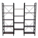 GAOMON Triple Wide 5 Tier Bookshelf Industrial Style Multipurpose Storage Rack Bookcases
