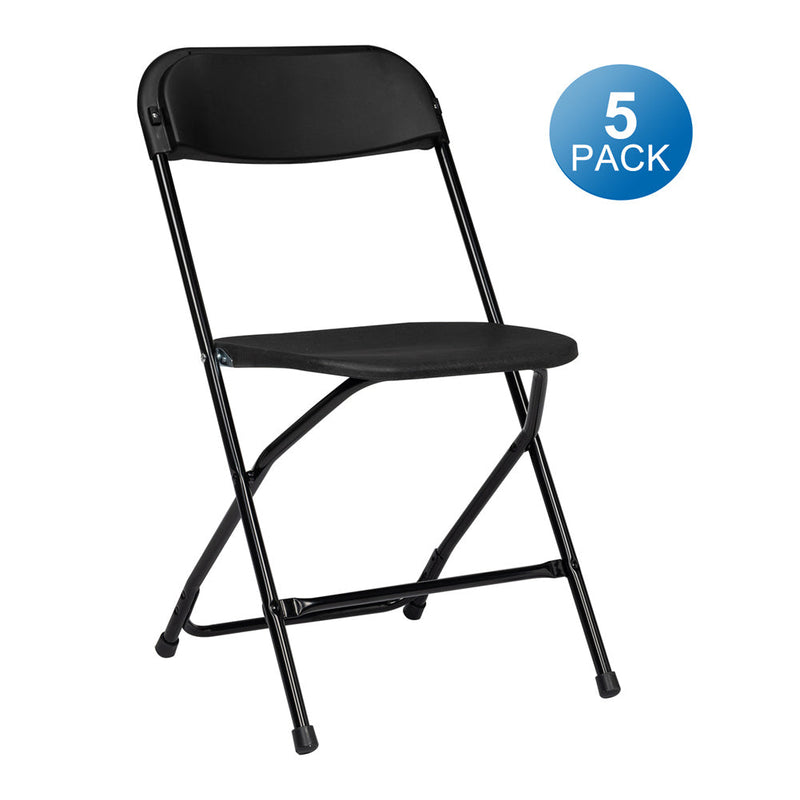 ALICIAN 5pcs Folding Chair Plastic Portable Stackable Patio Stool White