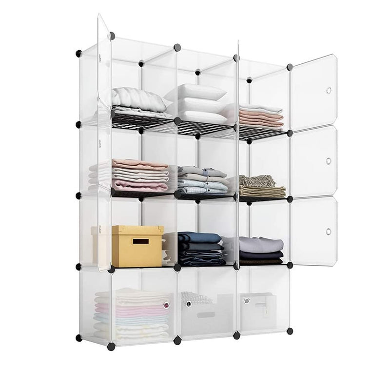 RONSHIN Storage Shelf 4 Layers 12-Cube 35x35x35 Cube Storage Cabinet with Door