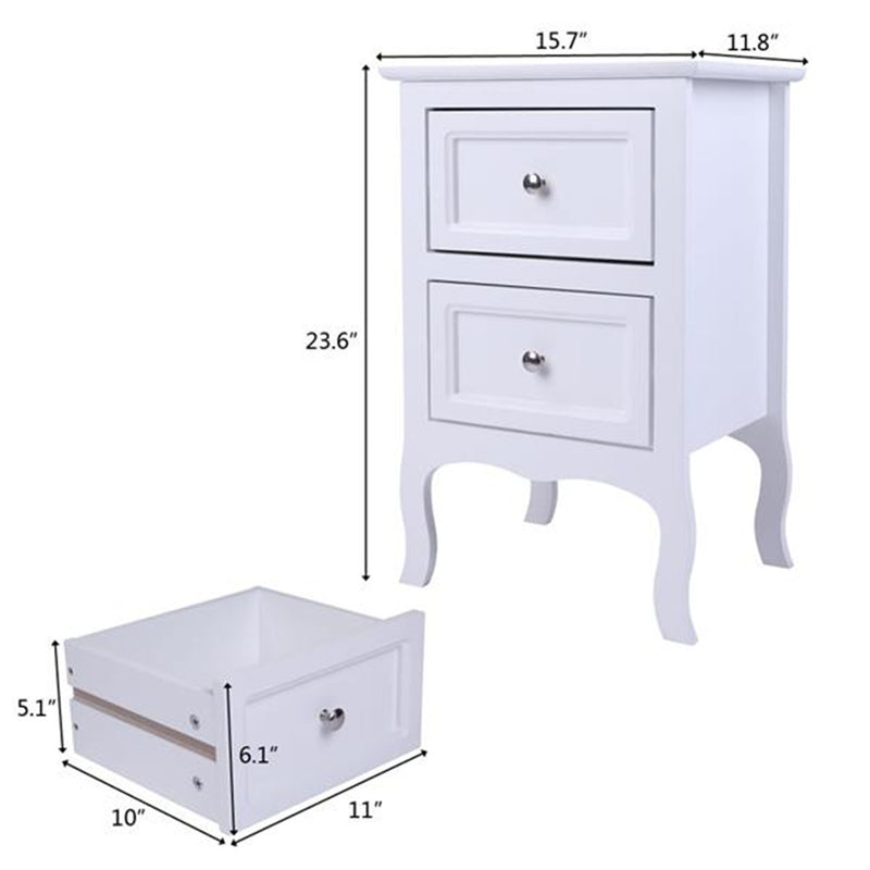 AMYOVE Nightstand with 2 Drawer Side End Wood Bedside Tables White