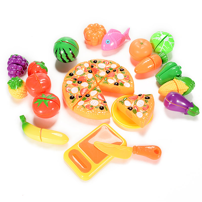 YIWA 24pcs Plastic Cutting Fruits Pretend Food Playset