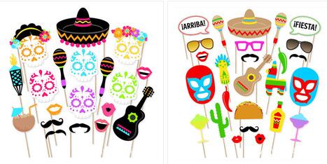 YIWA 46pcs Mexican Fiesta Themed Photo Party Decorations
