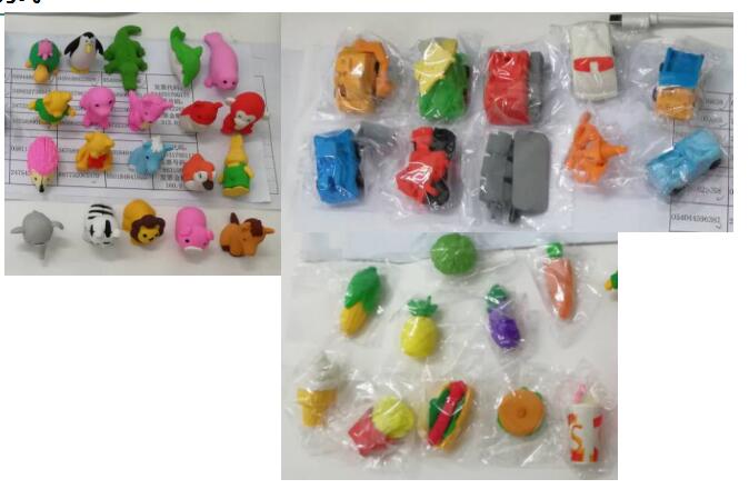 YIWA 40pcs Simulation Car Animal Vegetables Mini Erasers Cute Toys