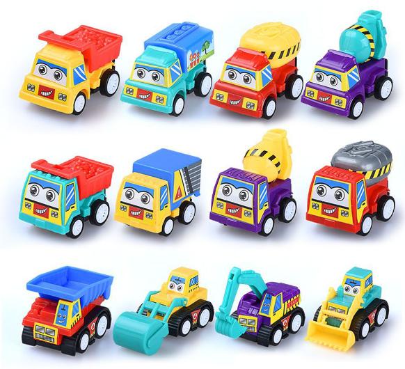 YIWA 12pcs Easter Eggs Filled with Pull-Back Construction Vehicles Easter Toy Set