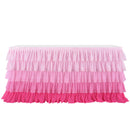 GAOMON 5 Layers 6FT Gradient Pink Chiffon Wave Table Skirt for Wedding Party Supplies
