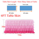 GAOMON 5 Layers 6FT Gradient Pink Chiffon Wave Table Skirt for Wedding Party Supplies