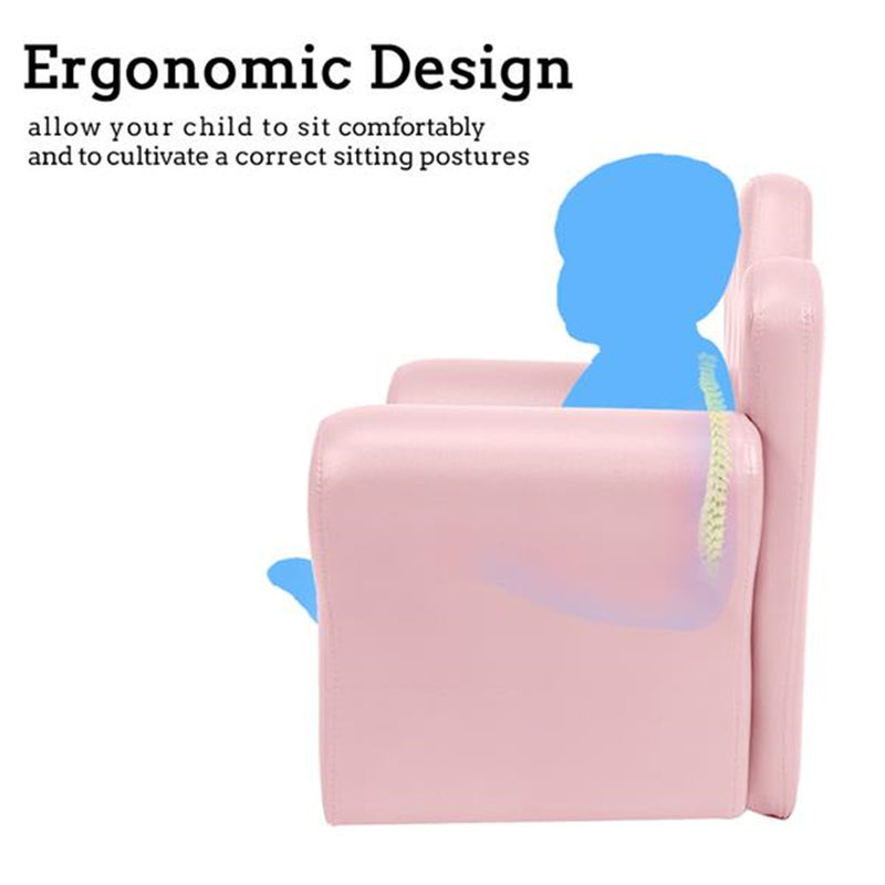 ALICIAN Children Sofa Solid Wood Composite Board Crown-Shape Single Sofa Pink