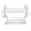 RONSHIN 2-Tier Dish Drying  Rack Rust-proof Dish Rack Utensil Holder Silver