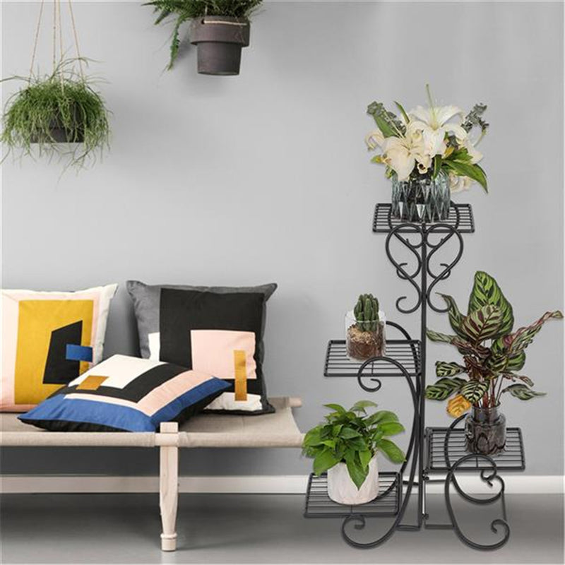 ALICIAN 4-Tier Metal Shelves Flower Pot Plant Stand Display for Garden