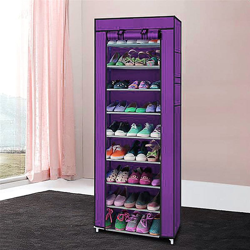 RONSHIN 10-layer Shoe Rack Room-Saving Shoe Cabinet Purple