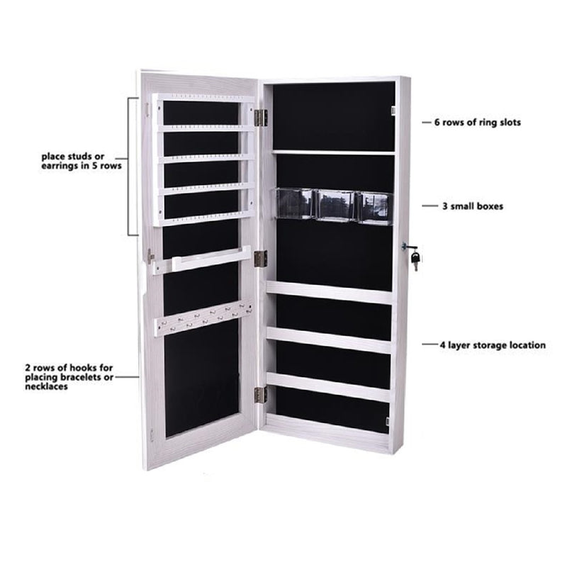 AMYOVE 4-layer Storage Cabinet with Mirror Wall-mount Storage Organizer White