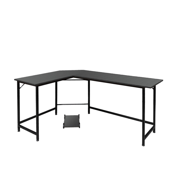 AMYOVE L-Shaped Office Desk Home Corner Gaming Desk Computer Table Black