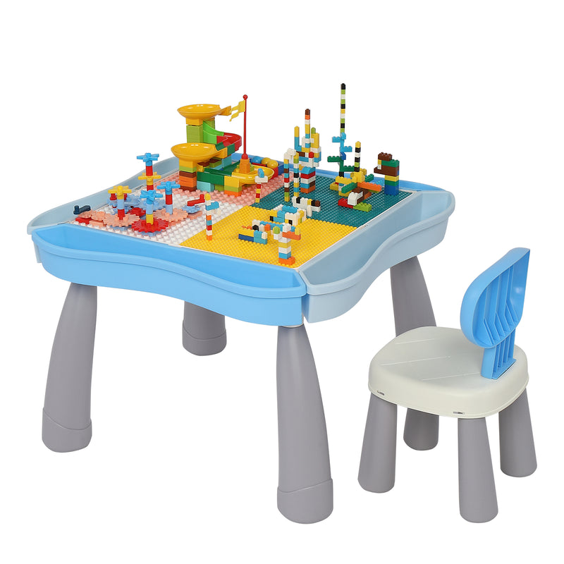 YIWA Kids Activity Table Set Building Block Table with Chair