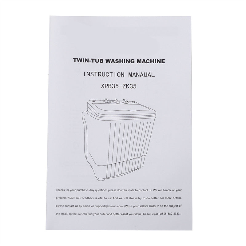 ZOKOP Washing Machine 14.3lbs Capacity Twin Tub Semi-Automatic Laundry Washer Grey