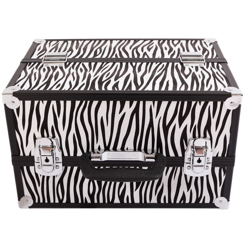SHININGLOVE Portable Cosmetic Case White Zebra Pattern Makeup Jewelry Box
