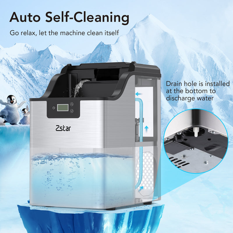 LCD Self-Cleaning Ice Maker: Countertop Machine, 44Lbs/24H