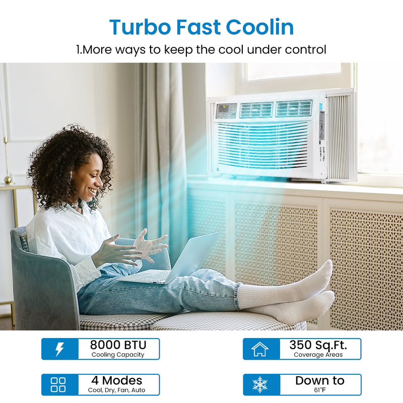 WHIZMAX 8000BTU Air Conditioner Turbo Fast Cooling AC Unit