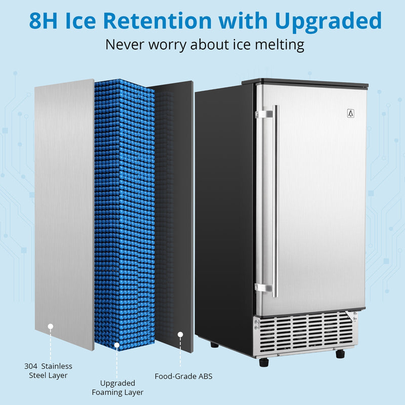 WHIZMAX 85Lbs Commercial Ice Maker Machine Stainless Steel Undercounter Freestanding Ice Maker