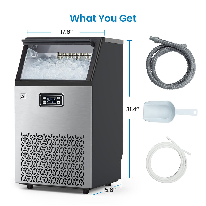 WHIZMAX 150LBS Commercial Ice Maker Machine Under Counter Stainless Steel Ice Machine
