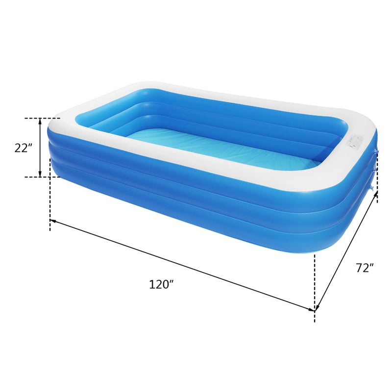 THBOXES 120x72x22inch Inflatable Swimming Pool Wall Cuboid Stored for Backyard Garden Blue