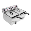 ZOKOP Double Tank Deep Fryer EH102V 16.9QT / 16L Stainless Steel Faucet