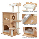 GAOMON Wooden Cat Tree Multi-level Cat Climbing Tower Beige