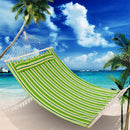 GAOMON 2 People Hammock with Wooden Poles Green Print Hanging Bed Green