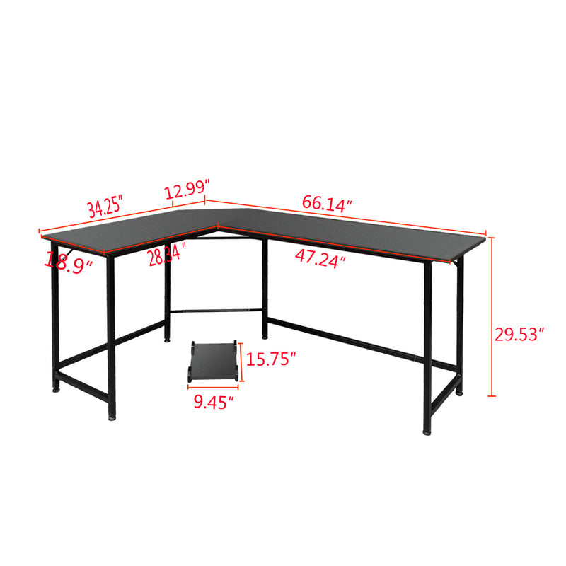 AMYOVE L-Shaped Office Desk Home Corner Gaming Desk Computer Table Black